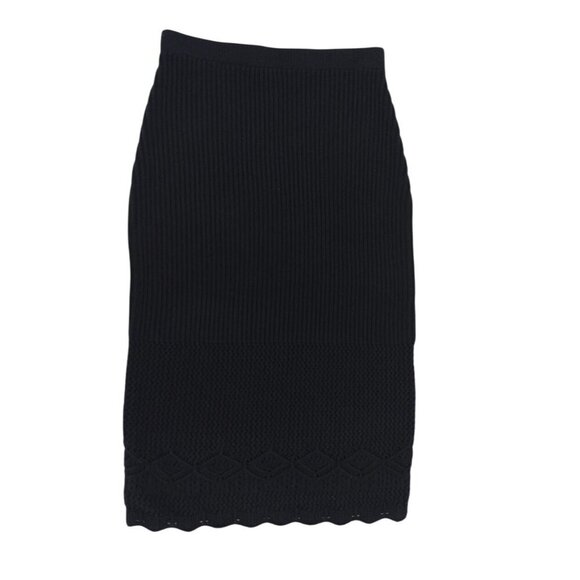 House Of Harlow 1960 Black Ribbed & Crochet Pencil Skirt XS. NWOT - Picture 1 of 6